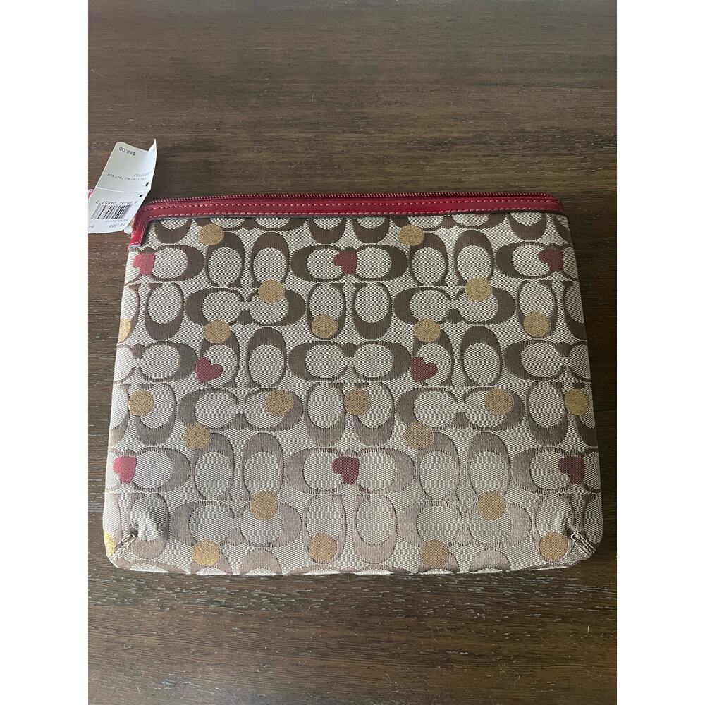 NWT Coach Signature Tablet Zip Case 10” with Hearts